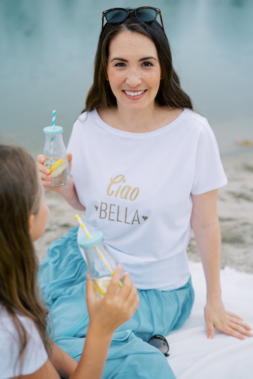 T-Shirt „Capri“, Mum-Edition, Print: gold