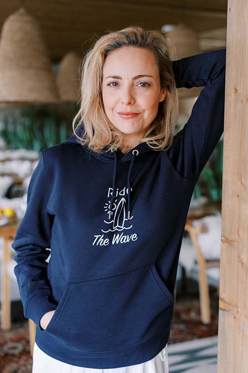 Hoodie „Ride the Wave", Mum-Edition, navy
